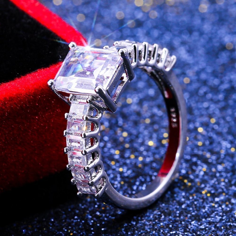 💝 Luxury Crystal Full Filled Zircon Wedding 925 Silver Ring for Women, VIP483